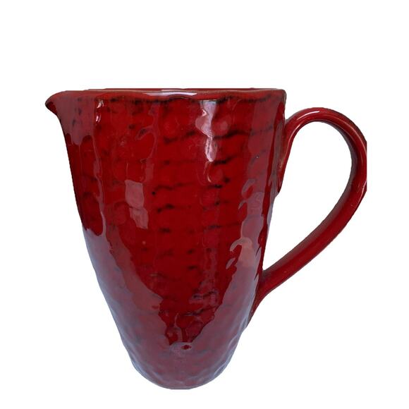 Noemi Ceramiche Pitcher Red Black Umbria Italy Rare Hand Crafted - Picture 1 of 6